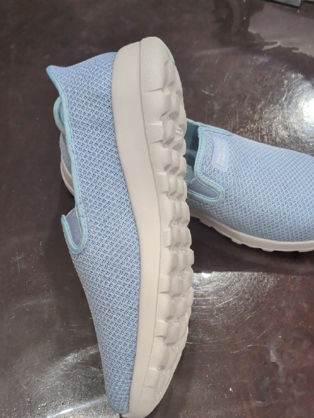 Skechers Light Blue Slip-On GOwalk Sneakers Women - Picture 5 of 9